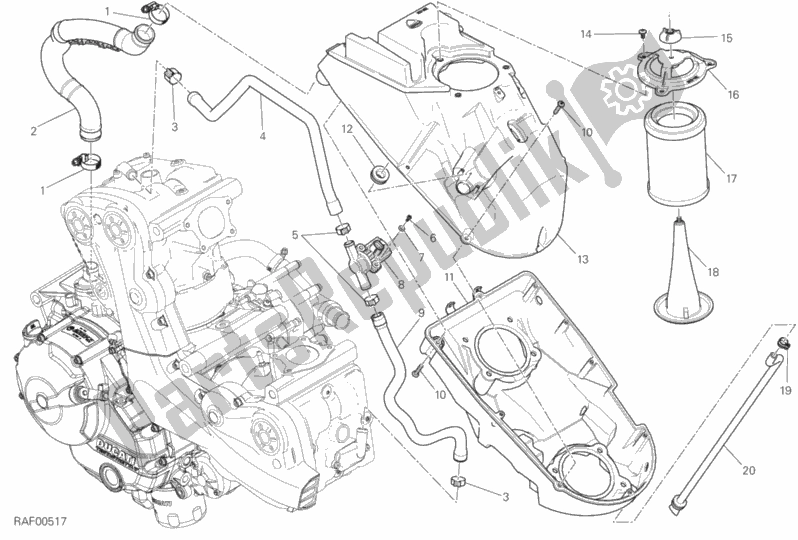 Wszystkie części do Wlot Powietrza - Odpowietrznik Oleju Ducati Monster 821 Stripes USA 2015